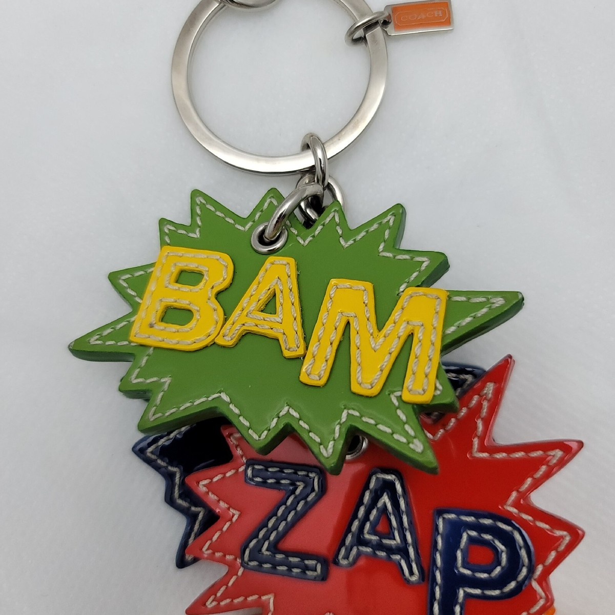 EUC Coach Comic Book Leather Keychain Bag Charm - 92088 - BAM ZAP POW RARE View 3