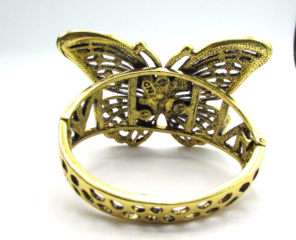 BRAZALETE MARIPOSA CRISTAL ROJO Y AMARILLO MODA TONO DORADO con BISAGRA JTV BR3 Foto 4 de 4