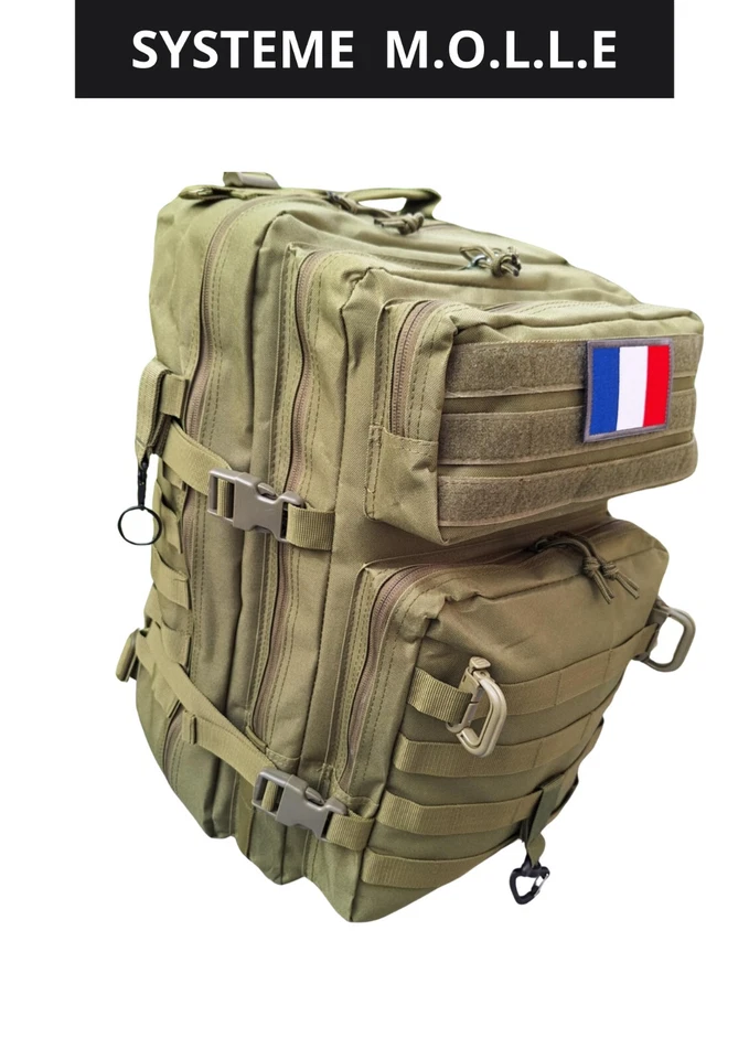Sac à dos tactique 50L Vert militaire – L’allié pour vos aventures - Photo 3/4