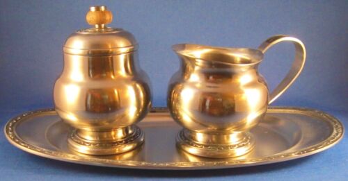 Oneida Mediterranea Stainless Steel Creamer, Covered Sugar Bowl Tray 18/8 Japan