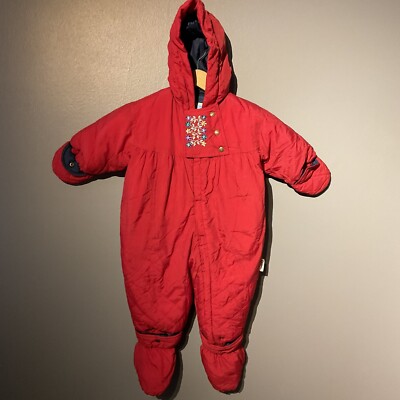 vintage Carters baby 18 months Outerwear Red Hooded Snowsuit
