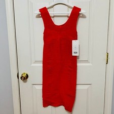 AURA RUCHED BODYCON RED DRESS SZ L/XL