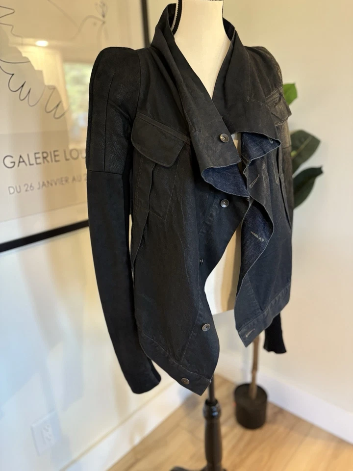 Rick Owens DrkShdw мотоциклиста куртка женщин M джинсовой ткани скульптурный каприз - Изображение 2 из 4