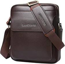 Crossbody Bag For Men Vegan Leather Shoulder Messenger Purse Sling Satchel Ba...