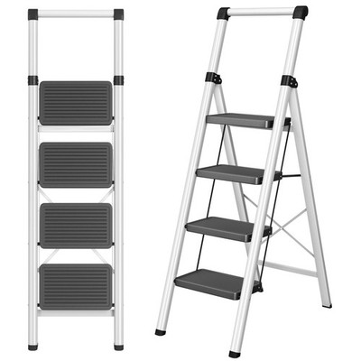 DIAMONDFORGE 4 Step Ladder Black Grey Folding