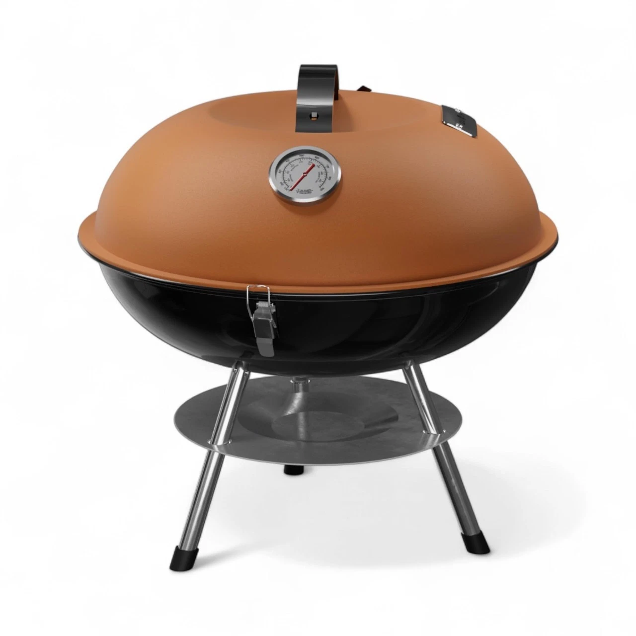 GasOne – 14-inch Portable Barbecue Grill with Thermometer - 3-Point Locking Lid
