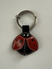 COACH VINTAGE RED/BLACK PATENT LEATHER LADYBUG KEY RING
