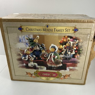 Christmas Moose Family Set Grandeur Noel Original Box Collector's Edition 2003