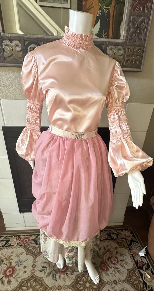 Conjunto Delantal Falda Estilo Campesino Hecho a Mano Recreación/Juego Disfraz Xs/S De Colección Foto 3 de 4