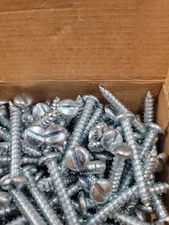 #14x1-3/4 Pan Head Slotted Screws Steel Zinc Plated (25). SW