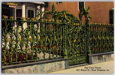 CORN FENCE 915 Royal St New Orleans LA Vintage Postcard Old French Quarters