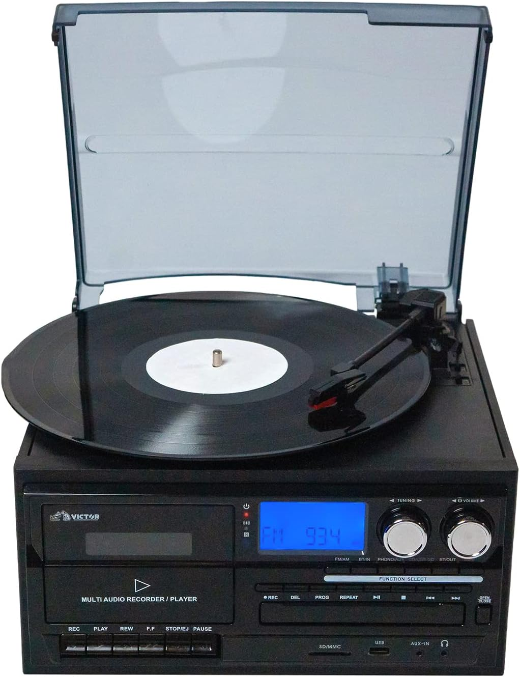 VWRP-4200 Cosmopolitan 8-In-1 Turntable Music Center with 3-Speed Record Player,