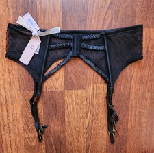 Victoria's Secret Black Lace Garter Belt Panty NWT