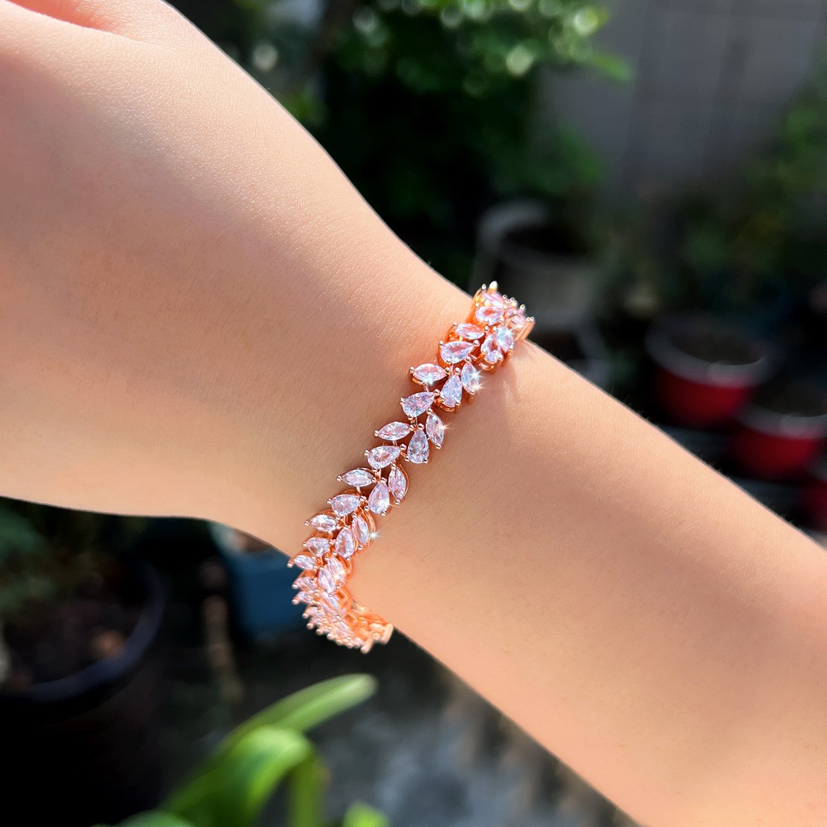 アクセサリー Bracelet cz cut o.20 pink gold plated Bracelet cz cut o.20 pink gold plated - アクセサリー安価