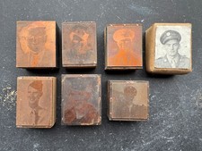 Lot of 7 Vintage Copper Letterpress Printer's Blocks Military Men