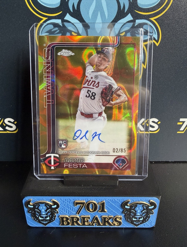 2025 Topps Chrome Rookie Auto David Festa Gold & Orange Lava Lamp Refractor /85