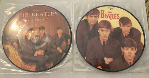 BEATLES 2 UK 7" 45 PICTURE DISCS 1982 PLEASE PLEASE ME LOVE ME DO