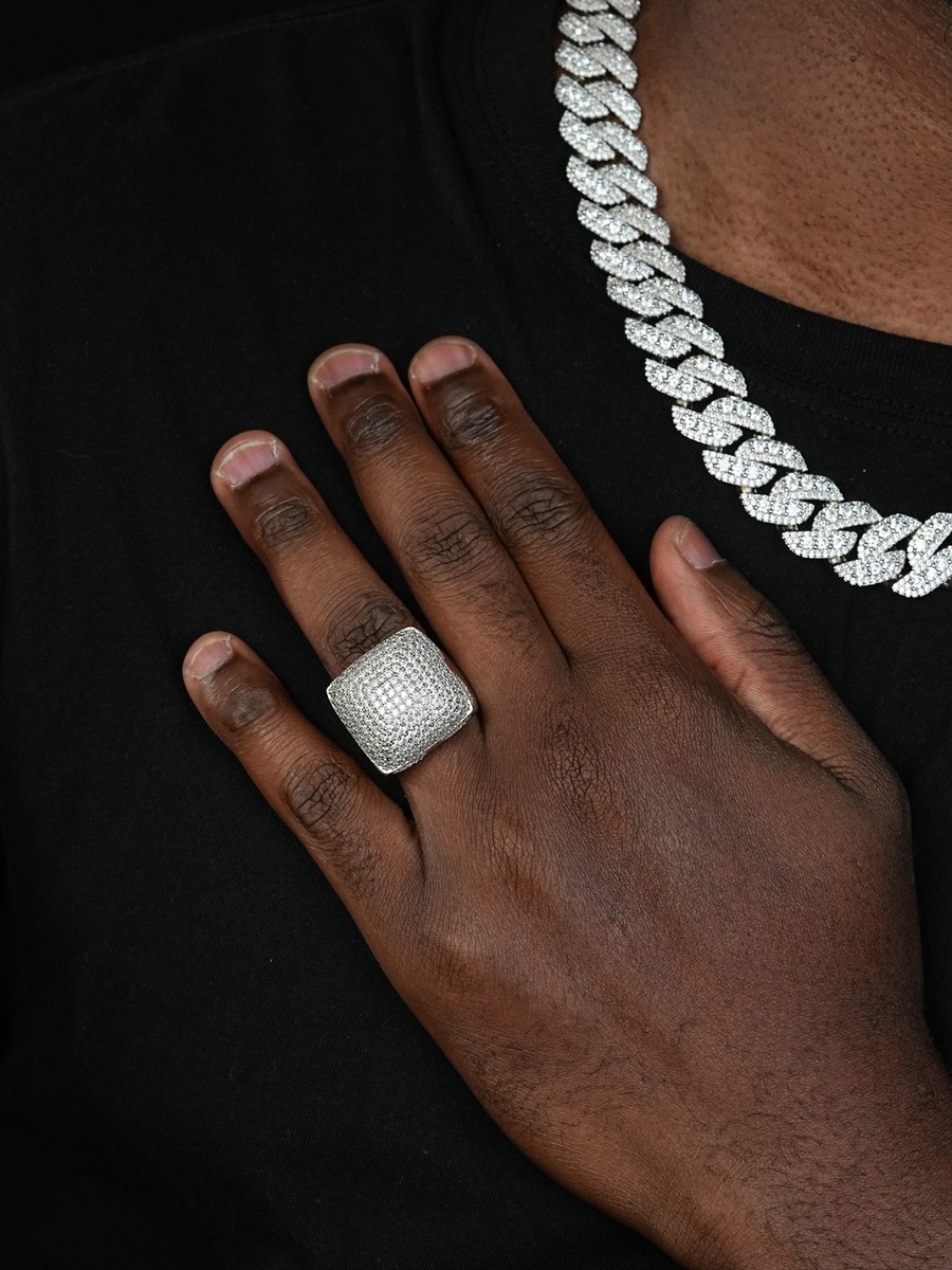 Men's King Crown Diamond Pinky Ring - 14k Gold Over 925 Silver, 18mm Iced Out Hip Hop Bling - View #7