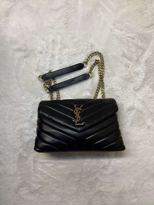 YSL Saint Laurent Medium Loulou Matelassé Leather Shoulder Bag Black/Gold