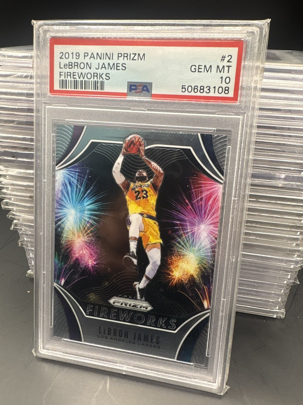 2019 Panini Prizm FIREWORKS Lebron James PSA 10 GEM MT Los Angeles Lakers #2