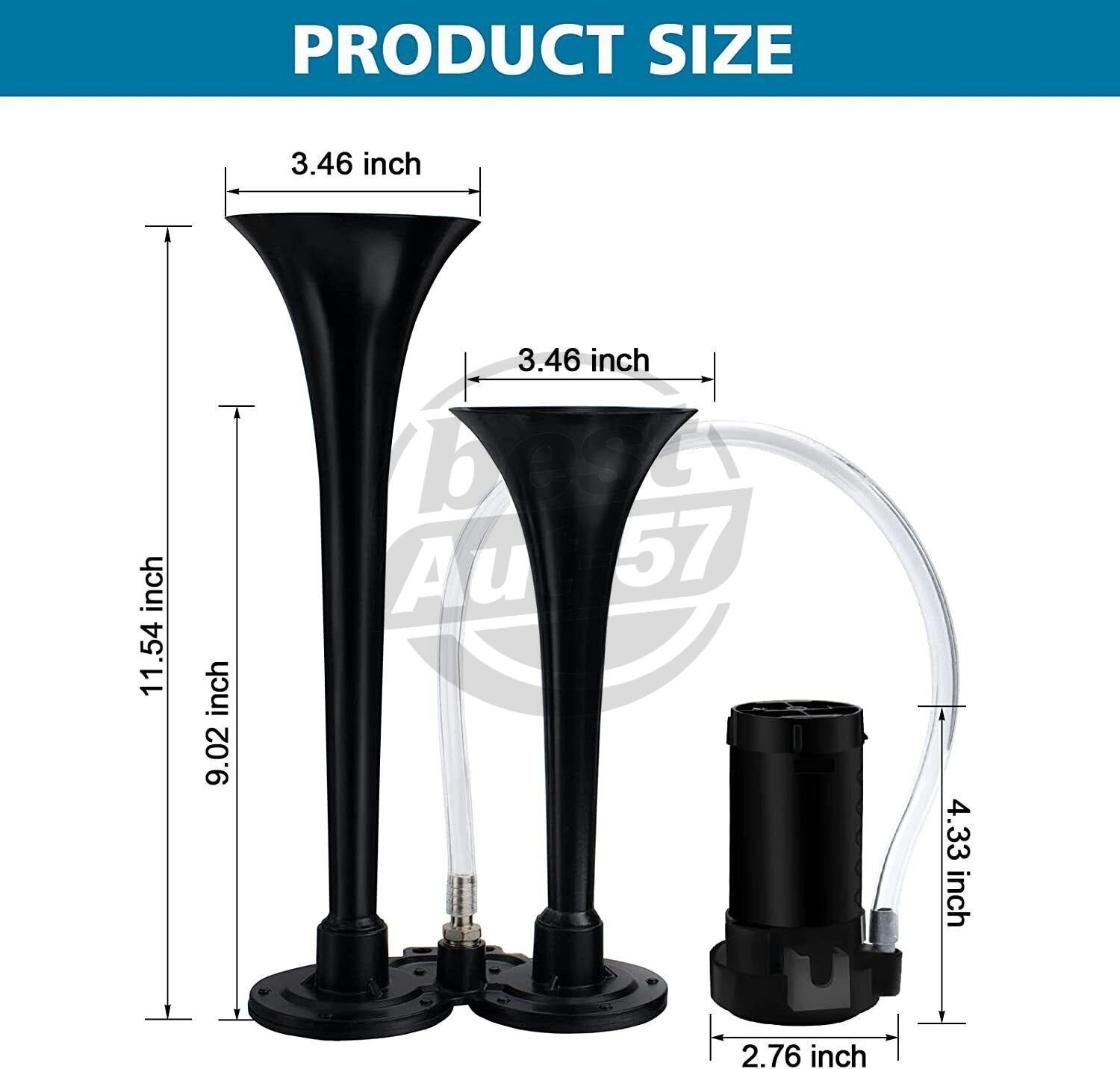 Super Loud Dual Trumpet Air Horn Kit with Compressor for Any 12V Vehicles Trucks