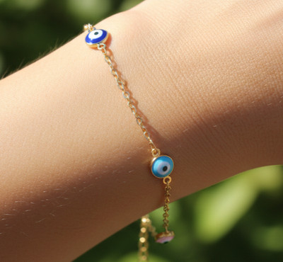 Elegant Gold Color Evil Eye Charm Bracelet 18K Gold Plated Designer Bracelet