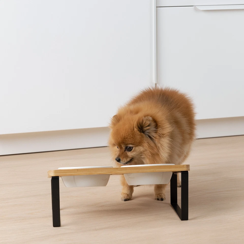 2x Fressnapf aus Keramik mit Metall Ständer Katzennapf Hundenapf Futternapf Napf - Bild 4 von 4