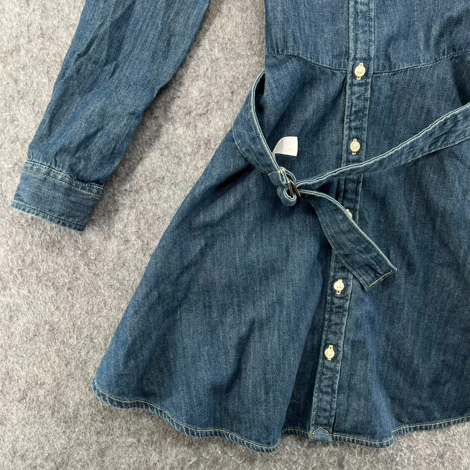 Polo Ralph Lauren 女孩 6 码牛仔布纽扣衬衫连衣裙领 — 第 2/4 张图片