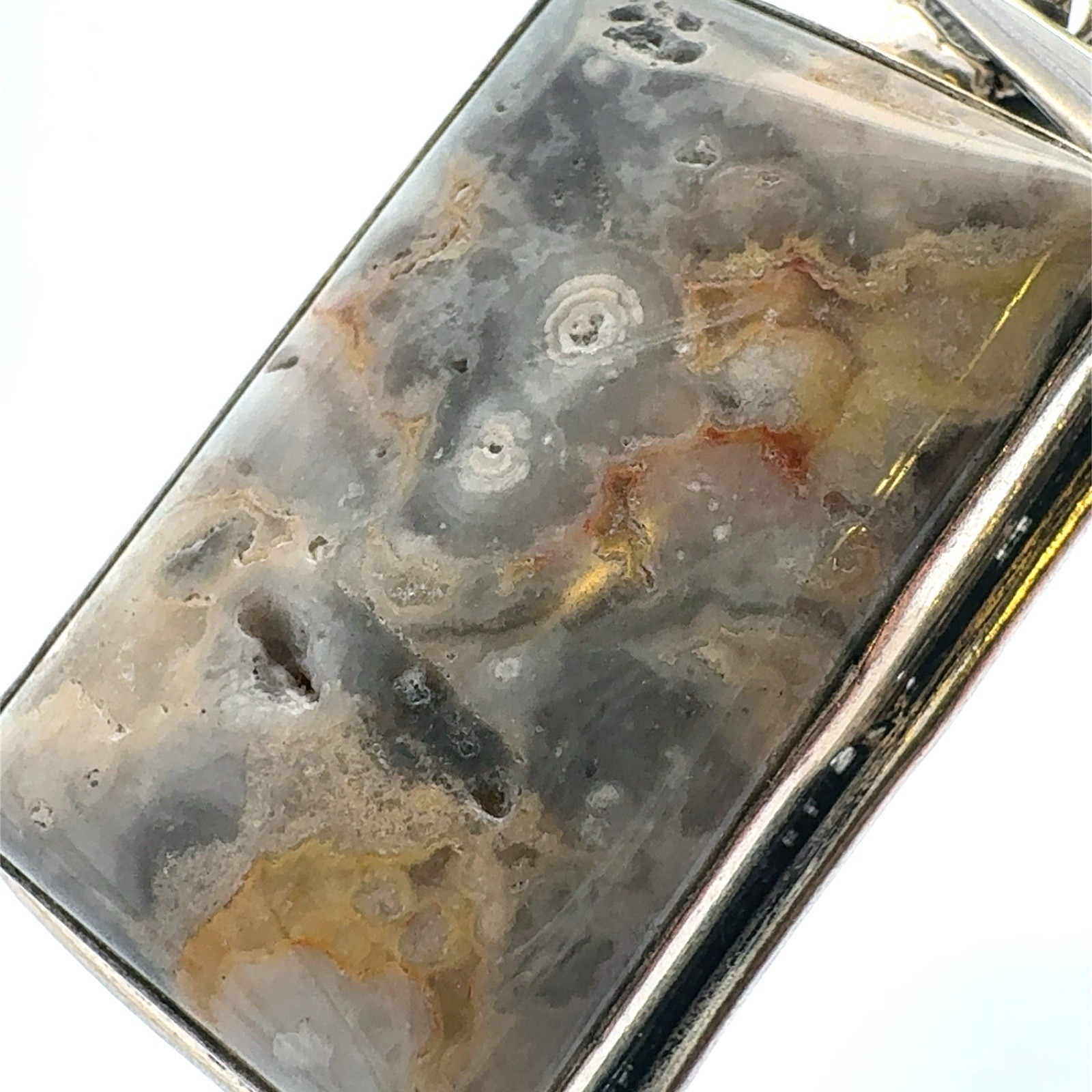 Beautiful 925 Sterling Silver Rectangle Orange Gr… - image 7