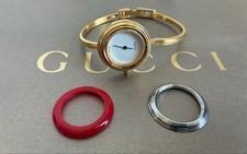 GUCCI Change Bezel 3 Bezels Women  s Watch Quartz Gold Case Working Japan No BOX