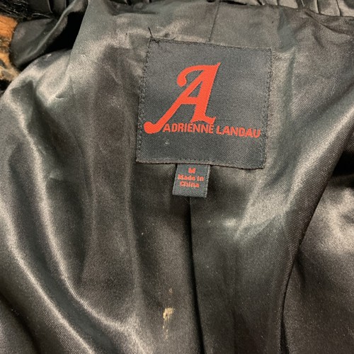 ADRIENNE LANDAU Size M Black Orange Polyester Blend Biker Jacket - Picture 6 of 8