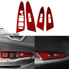 Red Carbon Fiber Interior Window Lift Switch Cover For Kia Sportage NQ5 2022-25