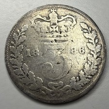 1886 Great Britain silver Three pence T28