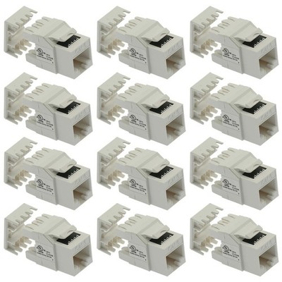 12x Cat6 RJ45 Ethernet LAN Network Keystone Jack 180 Degree 110 Punch Down White