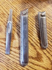 Vtg LA Cross Etched Finger Nail Clippers, Toe Nail Clippers  Tweezers, USA