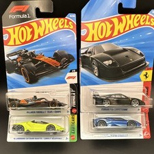 Hot Wheels Lot Of 4 Cars Ferrari, McLaren F1, Lamborghini