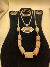 Jewelry Lot - Jadeite Necklace - Edgar Berebi Earrings - Gold Plated Bracelet