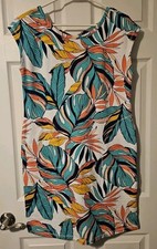 Talbots UPF 50 Cozy Crush Cross Back Dress Tropical Fronds Women's Sz Small NWOT