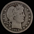 Barber Silver Quarter. 1914 P. Very Good. Lot # 9048-55-156