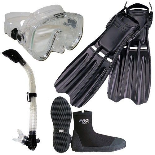 Scuba Dive Mask Dry Snorkel Boots Fins Gear Package Set | eBay