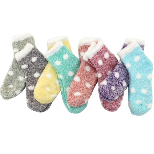 Super Soft Warm Microfiber Cozy Fuzzy Stripe/Polka Dot Socks Magenta - Picture 5 of 6