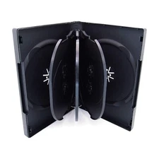Maxtek Black 8 Disc DVD Cases with 3 Flip Trays and Outter Clear Sleeve, 10 P...