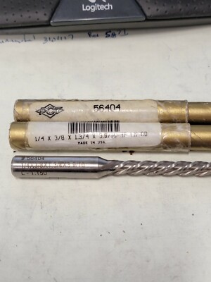 Lot of 3 HSCo ENDMILL, 1/4'', 4 FL 3/8'' SHK  1-3/4'' LOC  3-9/16'' OAL  LHC (K319)