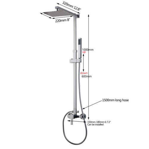 US 8" Bathroom Shower Faucet Set Valve Rain Hand Sprayer Wall Mounted Mixer Tap - Picture 2 of 11