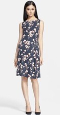 NWT Tory Burch Size Medium Floral Zandi Dress Petrol Grey Field Quiet luxury