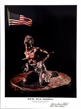Vietnam Memorial Sculpture Poster Signed by Lewis Lee Millett Jr.-Museum Framed