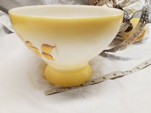 UL Hurricane Lamp Sconce Wall Mount Electric Handpainted Milk Glass Yellow MCM - Picture 21 of 24