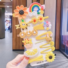 Girls Hairpin Princess pink yellow Headdress cute rainbow hair clips