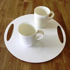 Round Flat Hand Held Serving Trays 32cm & 38cm Diameter - Many Colours Available