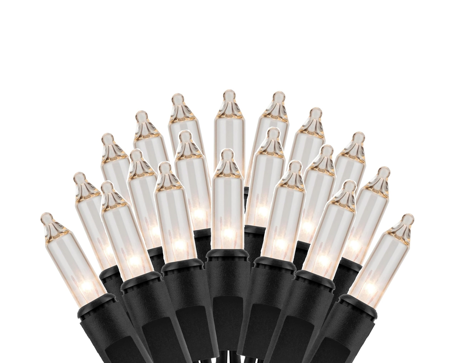 100 Count Clear White Lights with Black Wire (24 Ft) - Indoor/Outdoor Use - U...